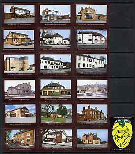 Match Box Labels - complete set of 18 + 1 Pubs & Inns, superb unused condition (Hardy Hanson), stamps on , stamps on  stamps on pubs    alcohol     drink    