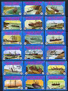 Match Box Labels - complete set of 18 Cornish Ship Wrecks, superb unused condition (Cornish Match Co Slim Pocket Size blue border, average content 50), stamps on , stamps on  stamps on shipwrecks, stamps on rescue, stamps on disasters