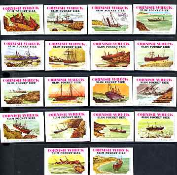 Match Box Labels -  set of 18 Cornish Ship Wrecks (nos 51-56 & 58-67 - 57 not issued) superb unused condition (Cornish Match Co Slim Pocket Size white border, average content 40), stamps on shipwrecks, stamps on disasters, stamps on rescue
