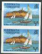 Grenada - Grenadines 1975 Yachts 1/2c unmounted mint imperforate pair (as SG 111), stamps on ships, stamps on yachting, stamps on lighthouses, stamps on sailing