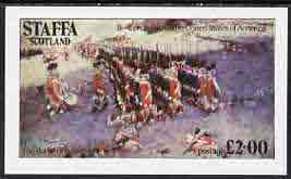 Staffa 1979 USA Bicentenary (Painting of Battle of Bunker Hill) opt'd Apollo 11 - 10th Anniversary in red imperf deluxe sheet (£2 value) unmounted mint, stamps on space    americana    arts     battles     militaria