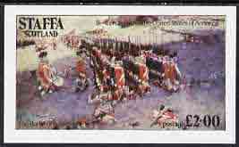 Staffa 1979 USA Bicentenary (Painting of Battle of Bunker Hill) opt'd Apollo 11 - 10th Anniversary in red imperf deluxe sheet (Â£2 value) unmounted mint, stamps on , stamps on  stamps on space    americana    arts     battles     militaria