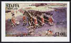 Staffa 1979 USA Bicentenary (Painting of Battle of Bunker Hill) opt'd Apollo 11 - 10th Anniversary in black imperf deluxe sheet (£2 value) unmounted mint, stamps on space, stamps on americana, stamps on arts, stamps on battles, stamps on militaria