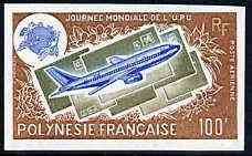 French Polynesia 1975 World UPU Day 100f (Boeing Airliner & Letters) imperf from limited printing, unmounted mint as SG 204, stamps on aviation, stamps on boeing, stamps on  upu , stamps on 