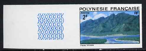 French Polynesia 1974 Landscapes 2f (Mountain & Lagoon) imperf from limited printing, unmounted mint as SG 180*, stamps on tourism, stamps on mountains, stamps on lagoons