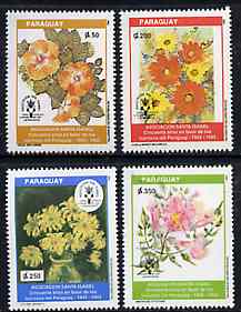 Paraguay 1993 Leprosy Association (Flowers Paintings) unmounted mint set of 4, SG 1394-97, stamps on flowers     diseases       arts