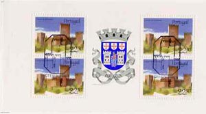 Portugal 1986 Guimaraes Castle 90E booklet complete with first day commemorative cancel, SG SB31, stamps on castles     heraldry, stamps on arms