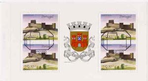 Portugal 1987 Trancosa Castle 100E booklet complete with first day commemorative cancel, SG SB38, stamps on , stamps on  stamps on castles    heraldry, stamps on  stamps on arms