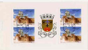 Portugal 1986 Beja Castle 90E booklet complete with first day commemorative cancel, SG SB28, stamps on castles    heraldry, stamps on arms
