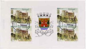 Portugal 1987 Leiria Castle 100E booklet complete with first day commemorative cancel, SG SB37, stamps on , stamps on  stamps on castles    heraldry, stamps on  stamps on arms