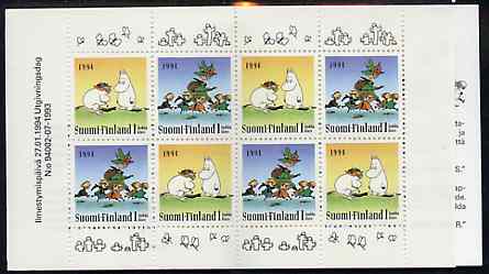 Finland 1994 Moomin 8 klass booklet complete and pristine, SG SB42, stamps on , stamps on  stamps on fairy tales    bridges