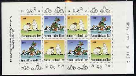 Finland 1994 Moomin 8 klass booklet complete and pristine, SG SB42, stamps on , stamps on  stamps on fairy tales    bridges