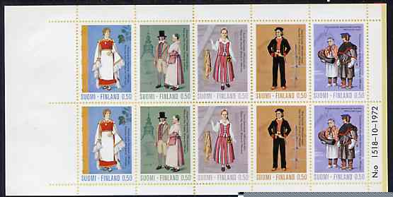 Finland 1972 Costumes 5mk booklet complete and pristine, SG SB9, stamps on costumes