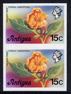 Antigua 1976 Geiger Tree 15c (without imprint) unmounted mint imperforate pair (as SG 477A), stamps on , stamps on  stamps on flowers, stamps on trees