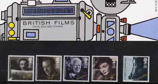 Great Britain 1985 British Film Year set of 5 in official presentation pack SG 1298-1302, stamps on , stamps on  stamps on films, stamps on entertainments, stamps on theatre, stamps on personalities