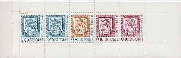 Finland 1990 Lion (National Arms) 5m booklet complete and pristine, SG SB28, stamps on , stamps on  stamps on lion    cats    arms, stamps on  stamps on heraldry