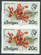 Antigua 1976 Flamboyant 20c (with imprint) unmounted mint imperforate pair (as SG 478B), stamps on flowers, stamps on trees, stamps on 