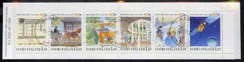 Finland 1988 Anniversary of Posts & Telecommunications Service 10m80 booklet complete with first day commemorative cancel, SG SB26, stamps on , stamps on  stamps on postal    postman    skiing    communications    satellites    horses       telephone   