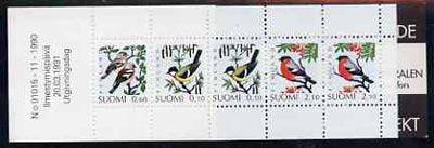 Finland 1991 Birds (1st series) 5m booklet complete and pristine, SG SB30, stamps on birds, stamps on tit, stamps on chaffinch, stamps on bullfinch