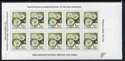 Finland 1995 Provincial Plants (Daisy) 1k self-adhesive in complete sheetlet of 10, SG 1391, stamps on , stamps on  stamps on flowers     self adhesive     