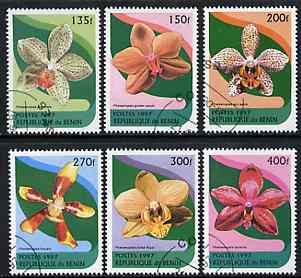 Benin 1997 Orchids complete set of 6 values cto used, stamps on , stamps on  stamps on flowers    orchids