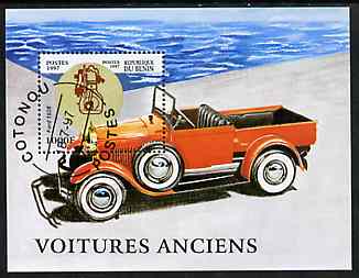 Benin 1997 Vintage Cars m/sheet cto used SG MS 1651, stamps on , stamps on  stamps on cars, stamps on  stamps on ford