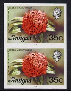 Antigua 1976 Flames of the Wood 35c (with imprint) unmounted mint imperforate pair (as SG 480B), stamps on , stamps on  stamps on flowers