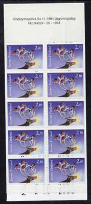 Finland 1994 Christmas 21m booklet complete and pristine, stamps on , stamps on  stamps on christmas       deer    birds    bullfinch