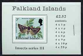 Falkland Islands 1988 Insects (3rd series) Â£2.52 booklet (pale green cover) complete & pristine, SG SB8, stamps on , stamps on  stamps on insects