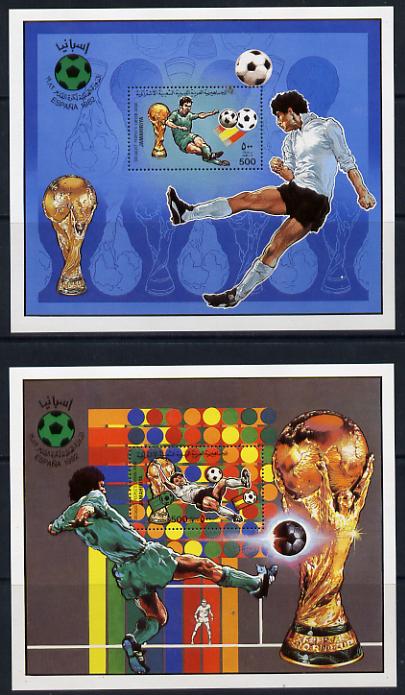 Libya 1982 Football World Cup set of 2 perf m/sheets unmounted mint Mi BL 61-2A, stamps on , stamps on  stamps on football, stamps on  stamps on sport