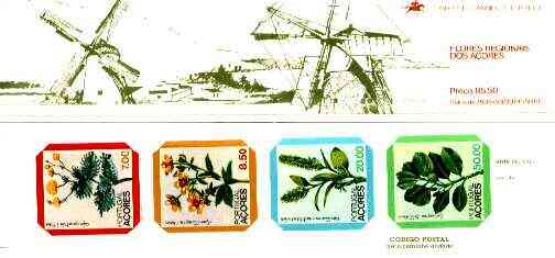 Portugal - Azores 1981 Regional Flowers 85E50 booklet (Windmill on covers) complete and very fine, SG SB2, stamps on , stamps on  stamps on flowers    windmills