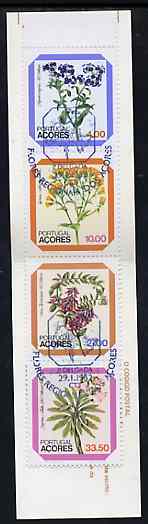 Booklet - Portugal - Azores 1982 Regional Flowers 74E50 booklet (Oxen on cover) complete (stamps with commemorative cancel), SG SB3, stamps on flowers    oxen    bovine