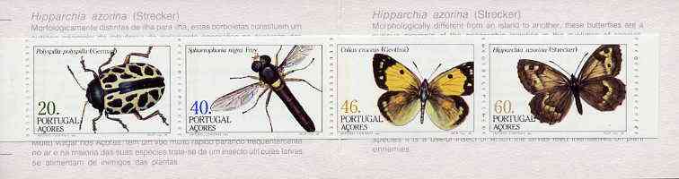 Portugal - Azores 1985 Insects (2nd series) 166E booklet (Butterfly on Cover) complete and very fine, SG SB6, stamps on , stamps on  stamps on insects    butterflies