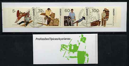 Booklet - Portugal - Azores 1990 Traditional Occupations 197E booklet complete with commemorative first day cancel, SG SB10, stamps on , stamps on  stamps on occupations      pottery, stamps on  stamps on  tin , stamps on  stamps on smiths    cooper