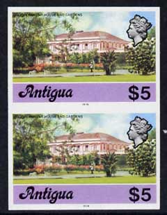 Antigua 1976 Government House $5 (with imprint) unmounted mint imperforate pair (as SG 485B), stamps on , stamps on  stamps on constitutions