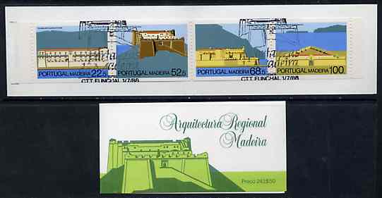 Portugal - Madeira 1986 Fortresses 243E50 booklet complete with commemorative first day cancel, SG SB6, stamps on , stamps on  stamps on forts