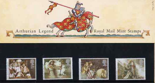 Great Britain 1985 Arthurian Legends set of 4 in official presentation pack SG 1294-97 , stamps on , stamps on  stamps on literature