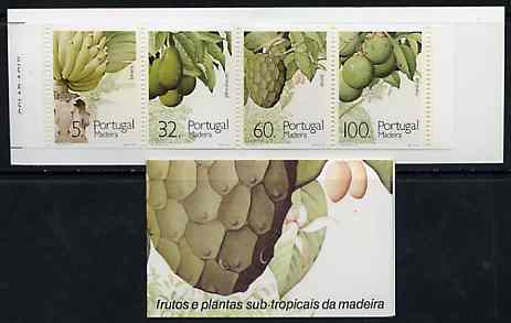 Portugal - Madeira 1990 Sub-Tropical Fruit 197E booklet complete and pristine, SG SB10, stamps on , stamps on  stamps on fruits     bananas     avocado    sugar apple    passion