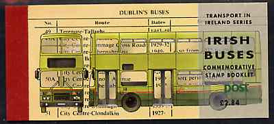 Ireland 1993 Irish Buses Â£2.84 booklet complete with special commemorative first day cancels, SG SB47, stamps on , stamps on  stamps on transport, stamps on  stamps on buses