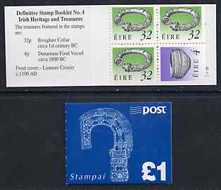 Ireland 1993 Artefacts £1 booklet (greenish-blue cover) complete and pristine, SG SB45, stamps on artefacts