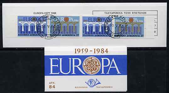 Greece 1984 Europa (CEPT) 84Dr booklet complete with first day cancels, stamps on europa, stamps on cept