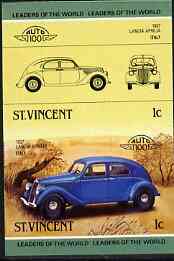 St Vincent 1985 Cars #3 (Leaders of the World) 1c Lancia Aprilia (1937) unmounted mint imperf se-tenant pair (as SG 862a), stamps on , stamps on  stamps on cars, stamps on lancia