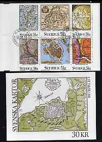 Sweden 1991 Maps 30k booklet complete with first day cancels, SG SB435, stamps on maps, stamps on slania