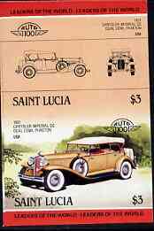 St Lucia 1984 Cars #2 (Leaders of the World) $3 Chrysler Imperial (1931) unmounted mint imperf se-tenant pair (as SG 759a)