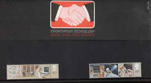 Great Britain 1982 Information Technology set of 2 in official presentation pack SG 1196-97, stamps on , stamps on  stamps on communications, stamps on computers, stamps on libraries, stamps on  stamps on technology