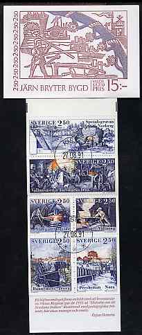 Sweden 1991 Bergslagen Iron Industry 15k booklet complete with first day cancels, SG SB439, stamps on iron    steel    smiths    canals     mining