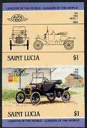 St Lucia 1984 Cars #2 (Leaders of the World) $1 Ford Model T (1914) unmounted mint imperf se-tenant pair (as SG 755a), stamps on cars, stamps on ford