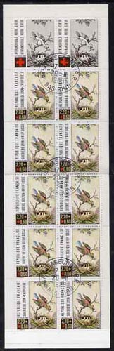 France 1989 Red Cross (Bird Feeding Chicks) 28f Booklet complete with first day cancels SG XSB39, stamps on , stamps on  stamps on red cross, stamps on birds, stamps on bees, stamps on insects