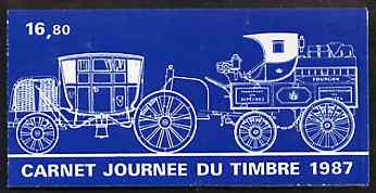 France 1987 Stamp Day 16f80 Booklet complete with first day cancels SG CSB9, stamps on postal    mail coaches