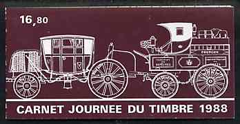 France 1988 Stamp Day 16f80 Booklet complete with first day cancels SG CSB12, stamps on postal    mail coaches
